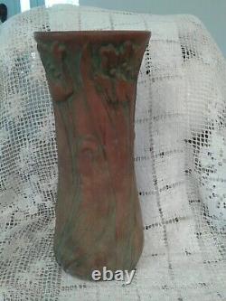 Arts Crafts Mission Peters @ Reed Moss Aztec Line Lg. Terracotta Moss Green Vase