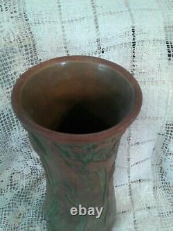 Arts Crafts Mission Peters @ Reed Moss Aztec Line Lg. Terracotta Moss Green Vase