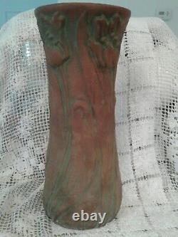 Arts Crafts Mission Peters @ Reed Moss Aztec Line Lg. Terracotta Moss Green Vase