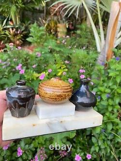 Arts Crafts Mission Pottery Vases Marble Mounted FREESHIP salesman sample matte