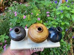 Arts Crafts Mission Pottery Vases Marble Mounted FREESHIP salesman sample matte