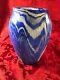 Arts Crafts Ozark Roadside Jagged Blue White Art Pottery Jar Vase