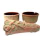 Arts & Crafts Pottery Planter Set Log Pinecone Motif Rustic Cabin Woodland D&eacute;cor
