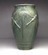 Arts Crafts Revival Double Green Dragonflies Hand Thrown Art Pottery Vase