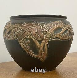 Arts & Crafts Roseville Pottery Rosecraft Vintage Brown Jardiniere Planter 8