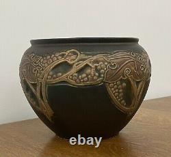 Arts & Crafts Roseville Pottery Rosecraft Vintage Brown Jardiniere Planter 8