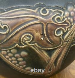 Arts & Crafts Roseville Pottery Rosecraft Vintage Brown Jardiniere Planter 8