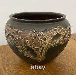 Arts & Crafts Roseville Pottery Rosecraft Vintage Brown Jardiniere Planter 8