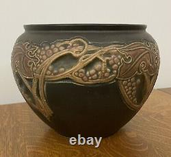 Arts & Crafts Roseville Pottery Rosecraft Vintage Brown Jardiniere Planter 8