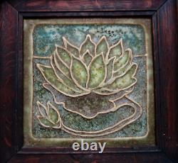 Arts &Crafts SUPER Water Lily Matte Glazed Art Pottery Tiger Oak Mission Frame
