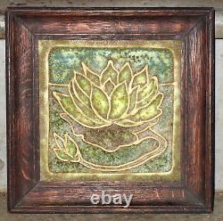 Arts &Crafts SUPER Water Lily Matte Glazed Art Pottery Tiger Oak Mission Frame
