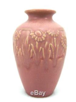 Arts & Crafts Sarah Toohey Rookwood Pottery Pink Sunflowers & Leaves Vase #2591