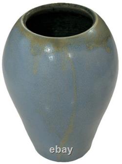 Arts & Crafts Style Mottled Blue Studio Pottery Vase Matte Glaze Heavy 7 SIGNED