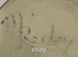 Arts & Crafts Style Mottled Blue Studio Pottery Vase Matte Glaze Heavy 7 SIGNED