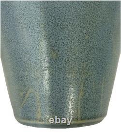 Arts & Crafts Style Mottled Blue Studio Pottery Vase Matte Glaze Heavy 7 SIGNED