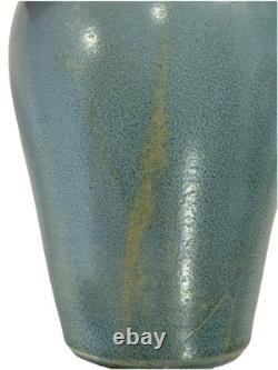 Arts & Crafts Style Mottled Blue Studio Pottery Vase Matte Glaze Heavy 7 SIGNED