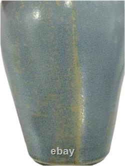 Arts & Crafts Style Mottled Blue Studio Pottery Vase Matte Glaze Heavy 7 SIGNED