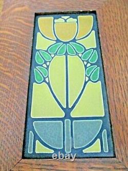 Arts & Crafts TIGER OAK Framed MOTAWI Pottery Tile 11.5 x 7.5 STUNNING