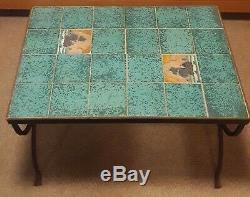 Arts & Crafts Table / Wrought Iron Base /Handcrafted Arts & Craft Ship Tiles