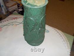 Arts & Crafts Vase by Door Pottery dragonfly Wheatley style curdle green 14 tal