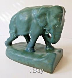Arts & Crafts XXI 1921 Rookwood Art Pottery Elephant Bookend # 2444D Green Blue