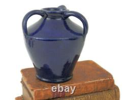 Arts & Crafts signed Cherokee Pottery 3 Handled Vase Cobalt Blue Louisville, KY