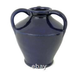 Arts & Crafts signed Cherokee Pottery 3 Handled Vase Cobalt Blue Louisville, KY