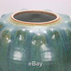 Arts and Crafts Drip Glaze Art Pottery Covered Jar Signed Paul, 20th Century