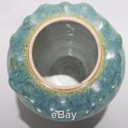 Arts and Crafts Drip Glaze Art Pottery Covered Jar Signed Paul, 20th Century
