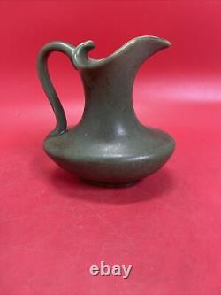 Arts and Crafts Hampshire Matte Green Pottery Pitcher Vase 6
