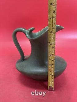 Arts and Crafts Hampshire Matte Green Pottery Pitcher Vase 6