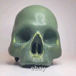 Arts and Crafts Style Pottery Skull Gothic Sculpture Halloween Decor Detailed