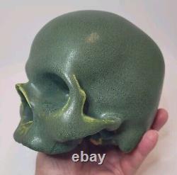 Arts and Crafts Style Pottery Skull Gothic Sculpture Halloween Decor Detailed