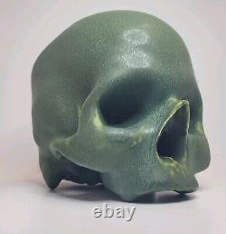 Arts and Crafts Style Pottery Skull Gothic Sculpture Halloween Decor Detailed