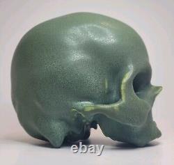 Arts and Crafts Style Pottery Skull Gothic Sculpture Halloween Decor Detailed