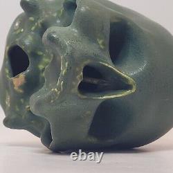 Arts and Crafts Style Pottery Skull Gothic Sculpture Halloween Decor Detailed