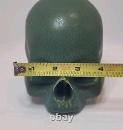 Arts and Crafts Style Pottery Skull Gothic Sculpture Halloween Decor Detailed