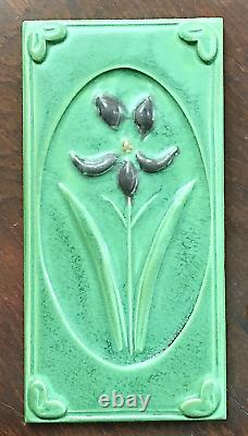 Arts and Crafts Style Prairie Art Pottery Floral Design Tile 4x 8