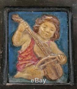 Arts and Crafts plaster panel in frame, Compton Pottery or similar c1910