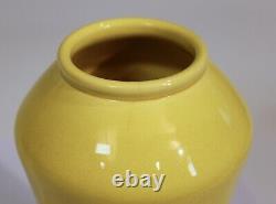 Awaji Pottery Yellow Arts & Crafts Vase MIJ Vintage Monochrome Old Japanese