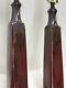Bombay Vtg Pair Drip Glaze Pottery Buffet Lamps Arts & Crafts Deco Mcm Red Brown