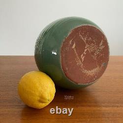 Bauer Style Ringware Pottery Green Arts Crafts Pottery Red-Brown Clay Vase