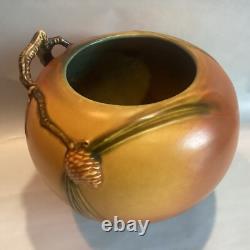 Beautiful 6 Antique Roseville Pottery Brown Pine Cone Arts & Crafts Vase Bowl