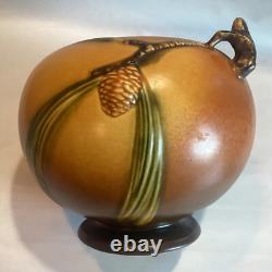 Beautiful 6 Antique Roseville Pottery Brown Pine Cone Arts & Crafts Vase Bowl