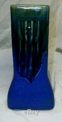 Beautiful 8 1/4 Arts & Crafts Fulper Vase Flambe Over Matte Blue NICE