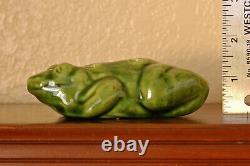 Beautiful Antique Brush-McCoy Arts Crafts Frog Flower Frog KolorKraft Green #060