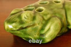 Beautiful Antique Brush-McCoy Arts Crafts Frog Flower Frog KolorKraft Green #060