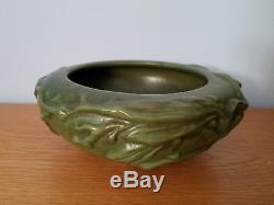 Bowl PETERS REED Art Pottery VINES PERECO Matte GREEN Arts & Crafts Mission Vtg