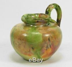 Brouwer Middle Lane Pottery Flame Painted pitcher arts & crafts green gold