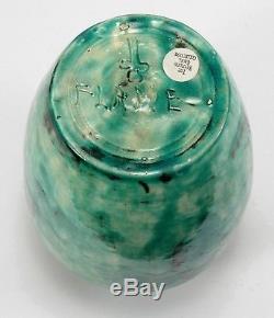 Brouwer Middle Lane Pottery flame painted 8 5/8 vase arts & crafts New York